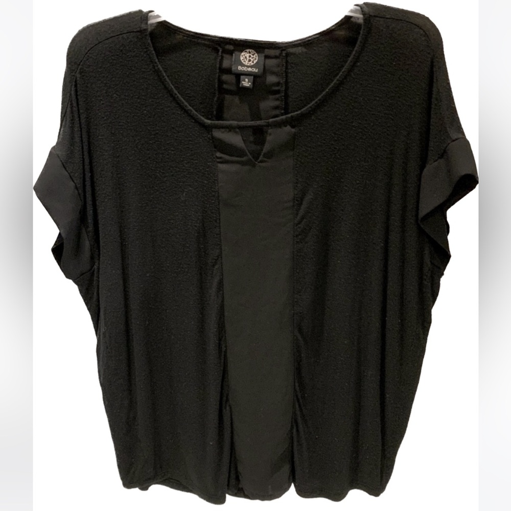 Bobeau v-neck short sleeve black top size small